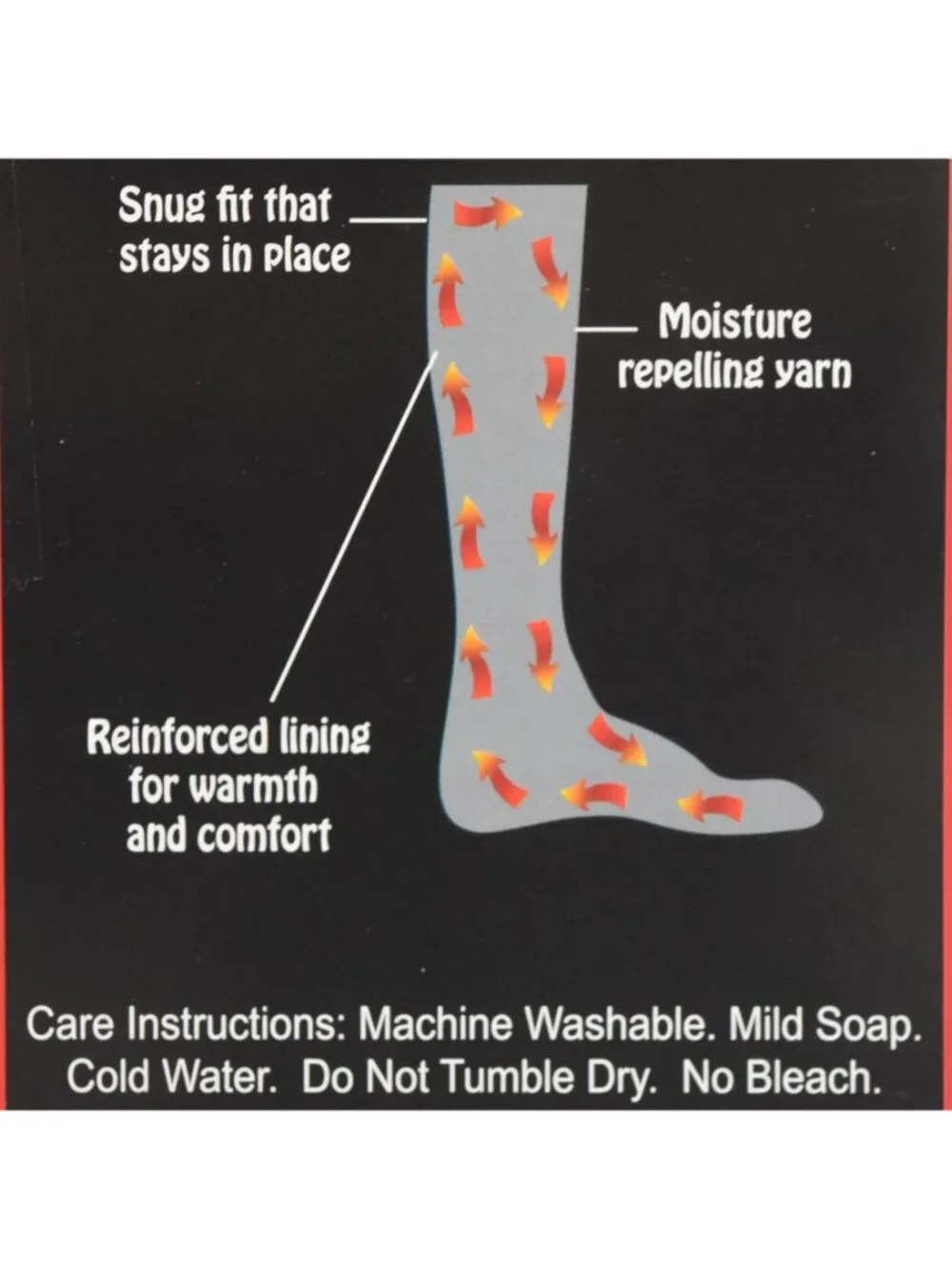 Cold Guard Thermal Socks Black Gray Crew Warm Moisture Repelling Size 10 13 New